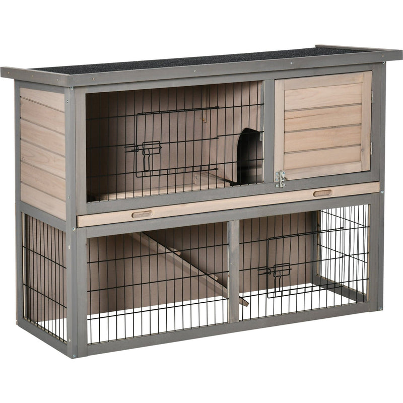 Outdoor Rabbit Hutch, Grey Pawhut