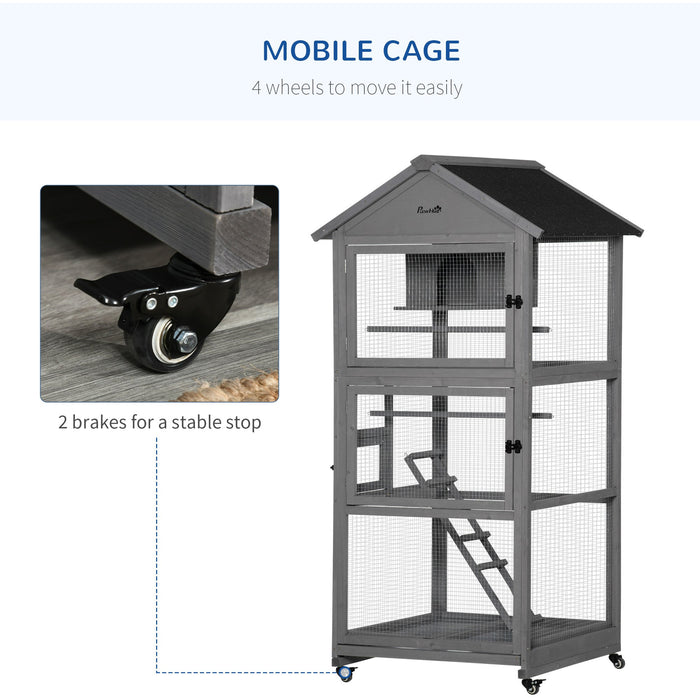 Outdoor Bird Cage, Wheel Perch, Nest Ladder, 86x78x180cm