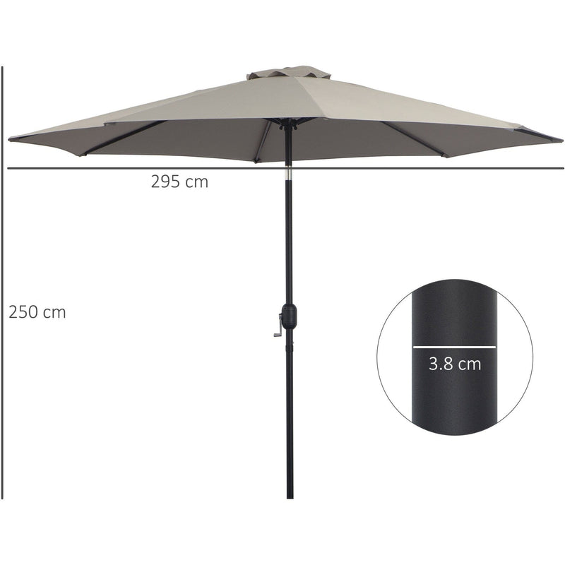 3m Tilting Garden Parasol with Crank Handle Outsunny
