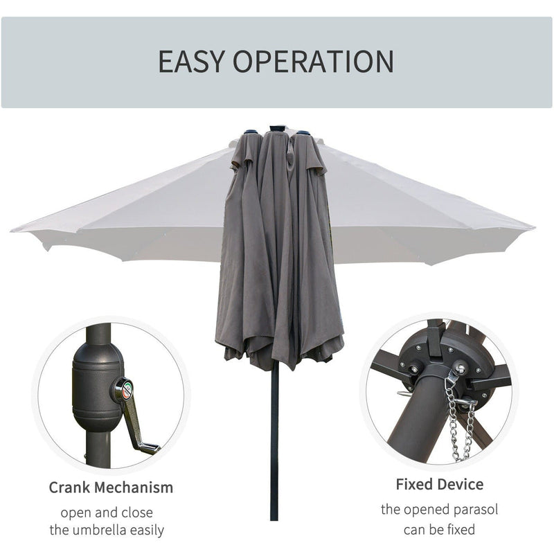 4.4m Double Sided LED Garden Parasol - Patio Sun Shade