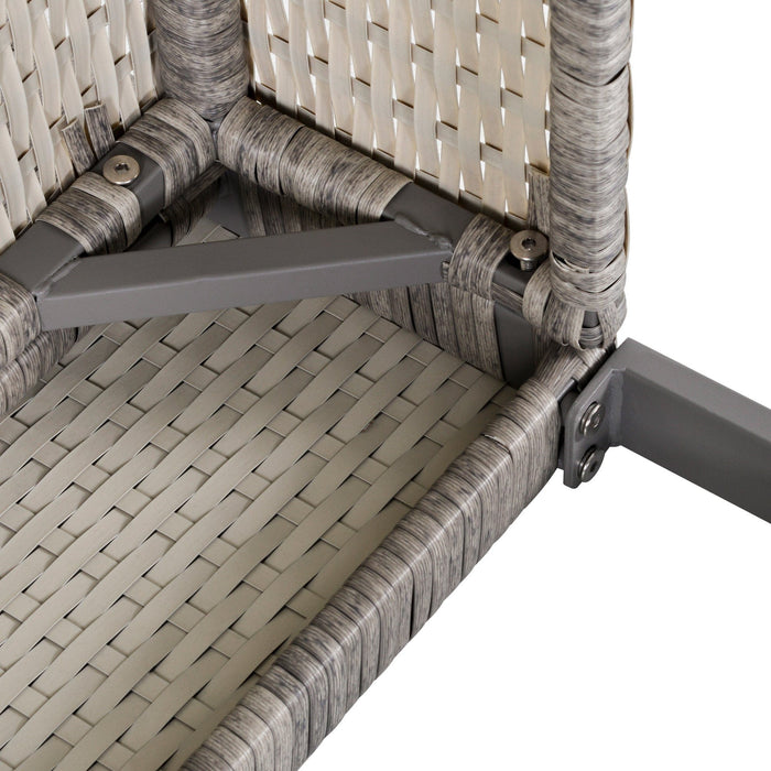 2 Seater Rattan Lounger Set With Table, Grey