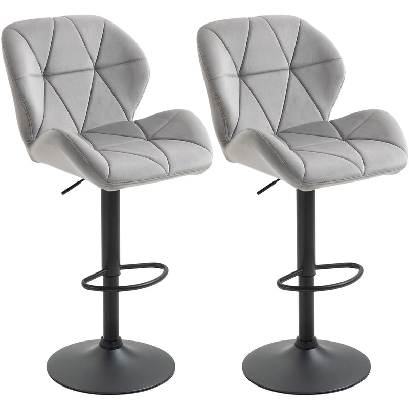 Set of 2 Grey Bar Stools With Backs
