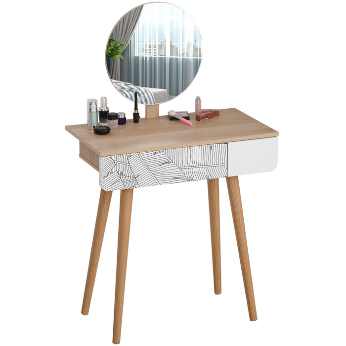 Modern Dressing Table With Round Mirror