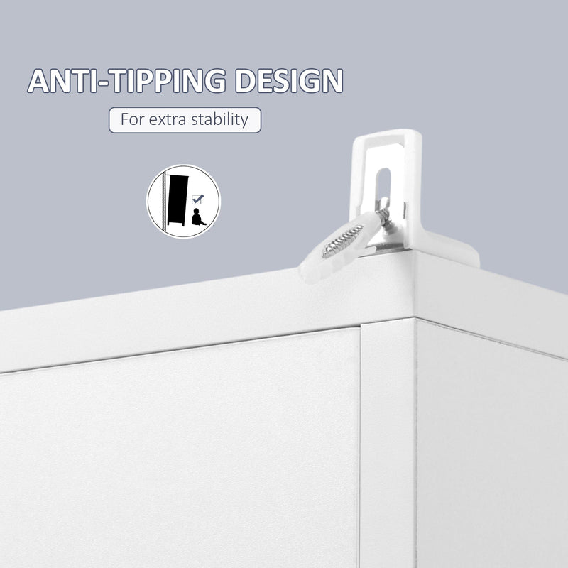 Tall White Freestanding Bathroom Storage Cabinet With Mirror