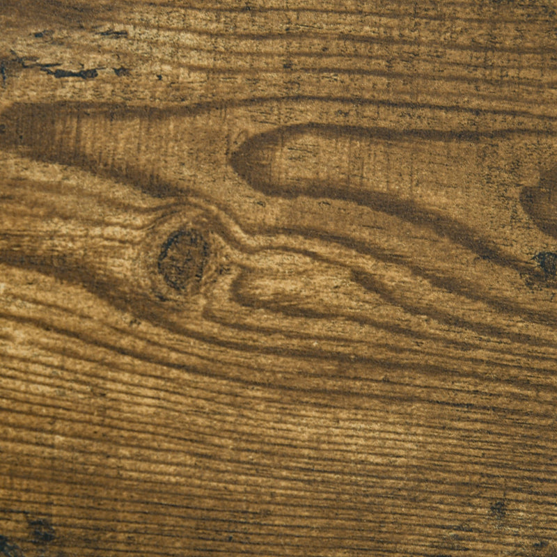 R Shape Compact Desk with Monitor Shelf, Brown