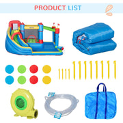 Outsunny 5 in 1 Kids Bounce Castle Large Castle Style Inflatable House Slide Trampoline Pool Water Gun Climbing Wall for Kids Age 3-8 Outsunny
