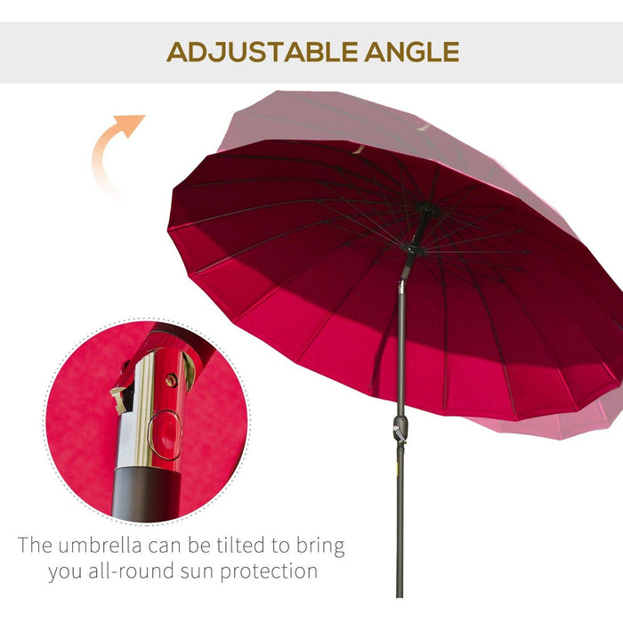 Round Patio Parasol, 2.5m, Tilt Crank, 18 Ribs