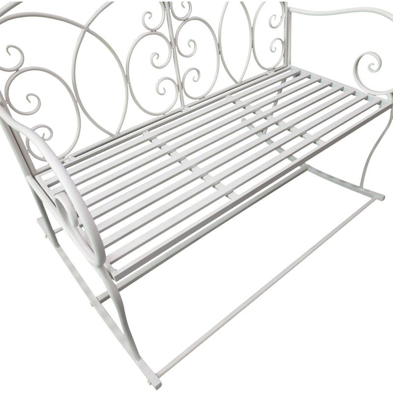 2 Seater Rocking Bench, White Steel