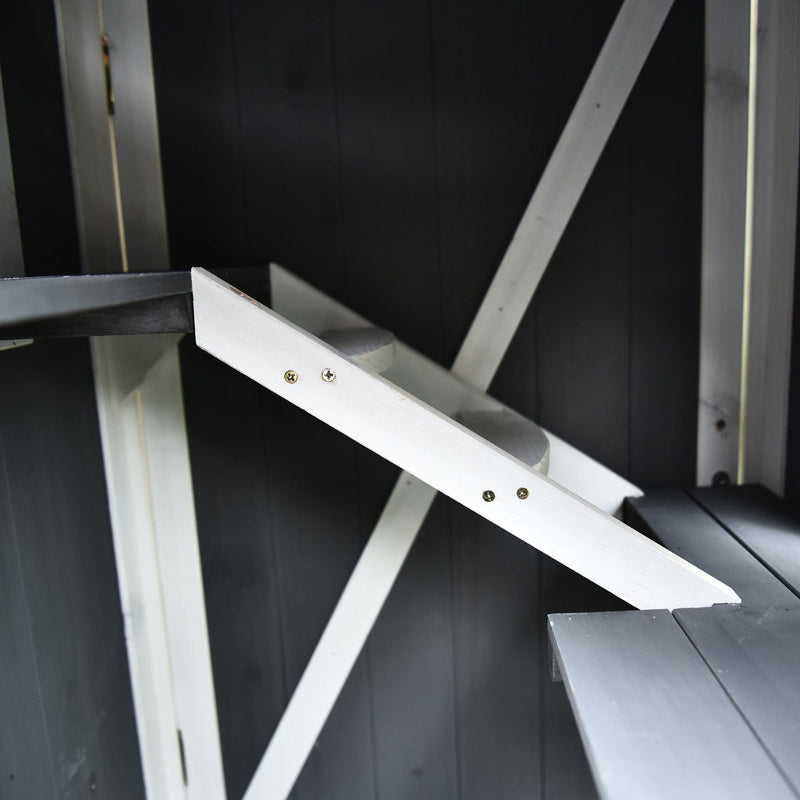 Wooden Cat Shelter, 2 Floors - Grey & White