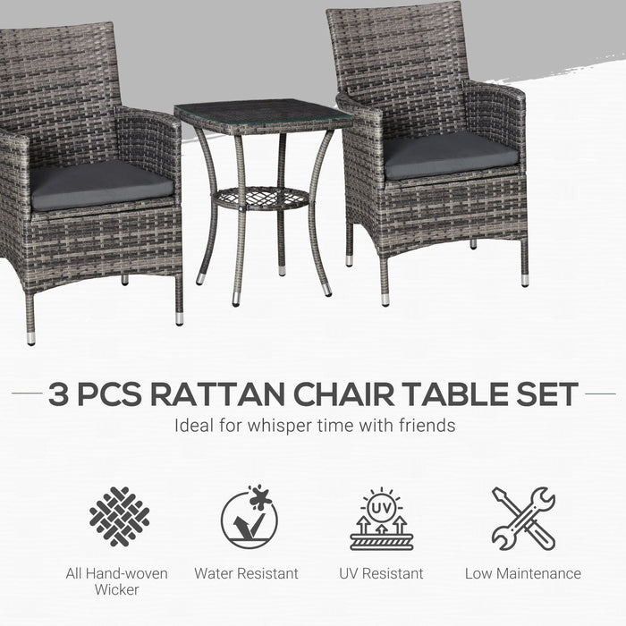 3 Piece Rattan Bistro Set with Companion Chair & Table