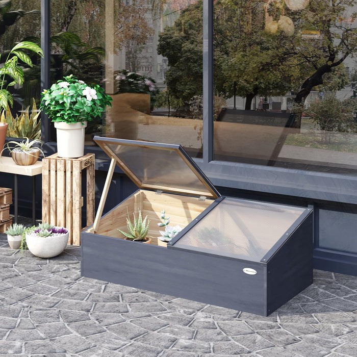 Small Wooden Cold Frame - Polycarbonate - 100x50x36 cm