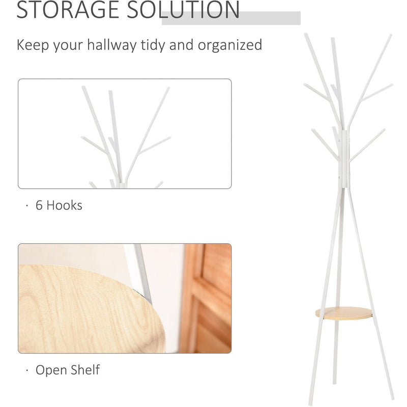 Stylish Coat Rack Stand, 9 Hooks, 1 Shelf, 180cm