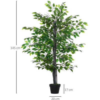 145cm Artificial Banyan Plant, Cement Pot, Indoor/Outdoor Homcom