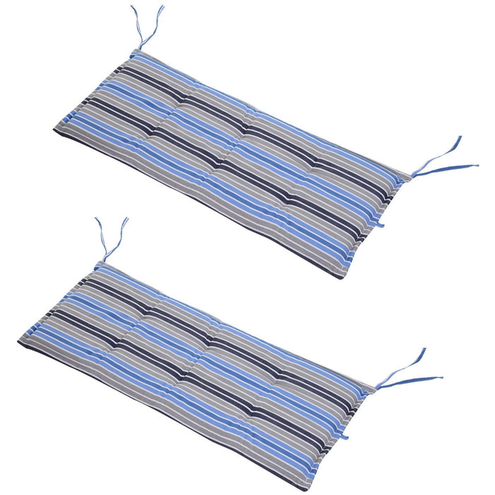 2pc Blue Striped Bench Swing Cushion Set, 120x50cm