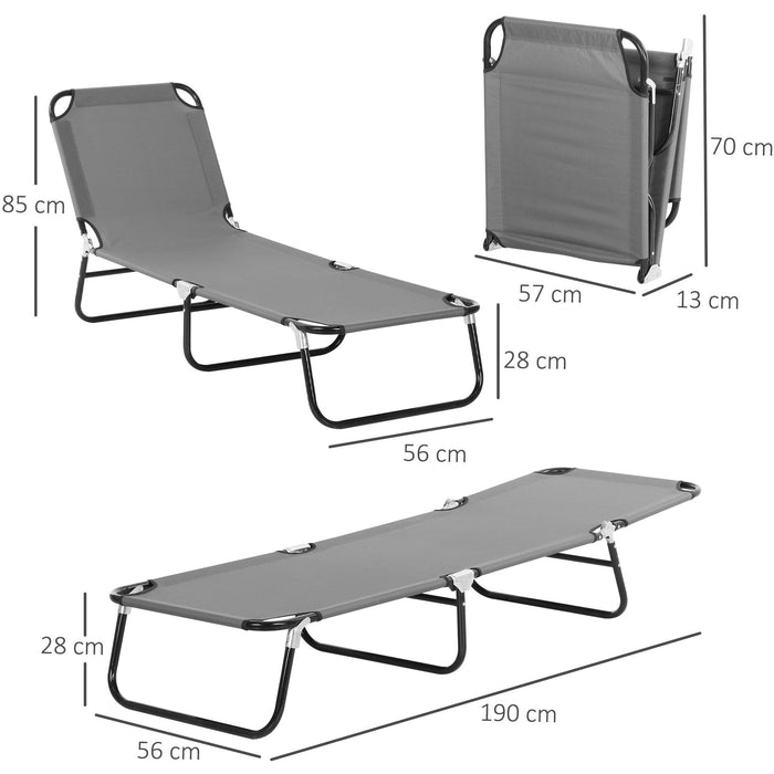 Folding Sun Lounger, 5 Point Adjustable Back