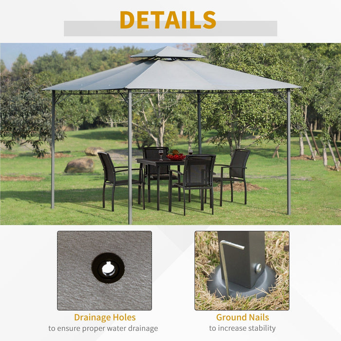 3x3m Steel Frame Garden Gazebo Canopy, Grey