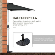 Half Parasol for Patio, Balcony - Black Outsunny