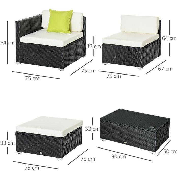 4 Seater Outdoor Rattan Sofa Set with Coffee Table, Cushions