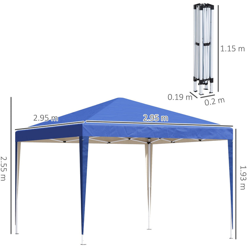 3x3 Pop Up Gazebo, Waterproof, Heavy Duty, Easy Setup, Blue