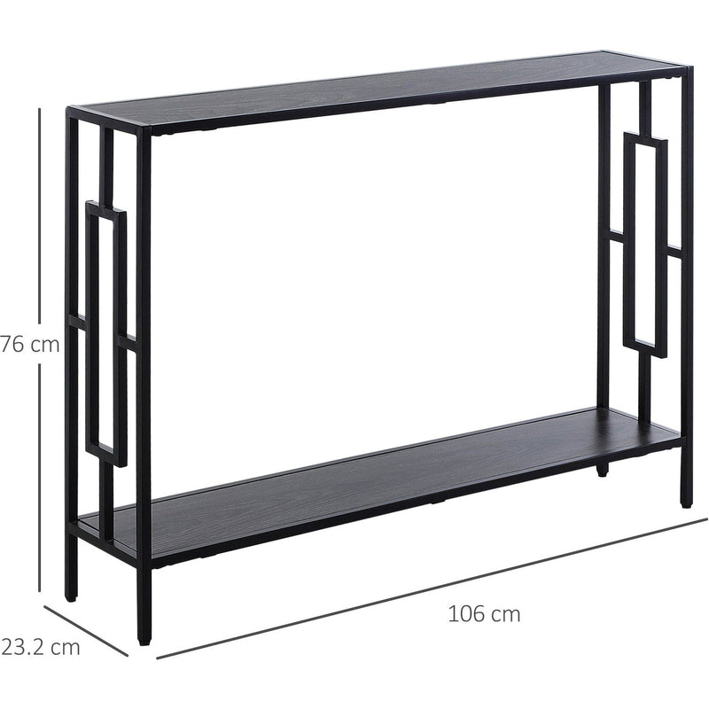 Industrial Console Table With Storage, Grey/Black
