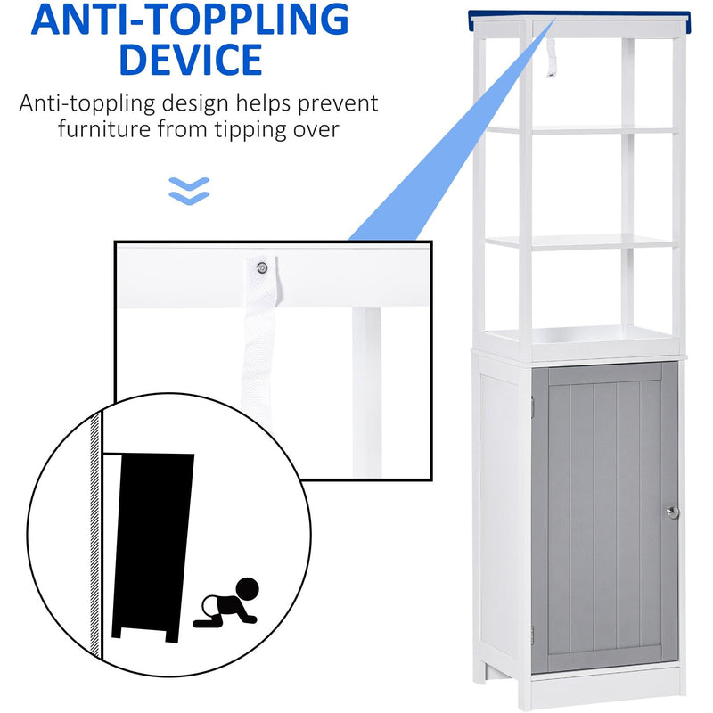 White Tall Free Standing Bathroom Slimline Cabinet
