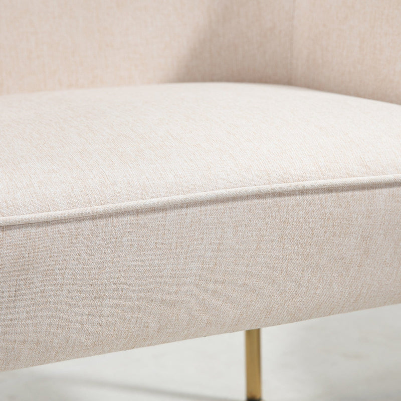 White Fabric Armchair with Gold Metal Legs