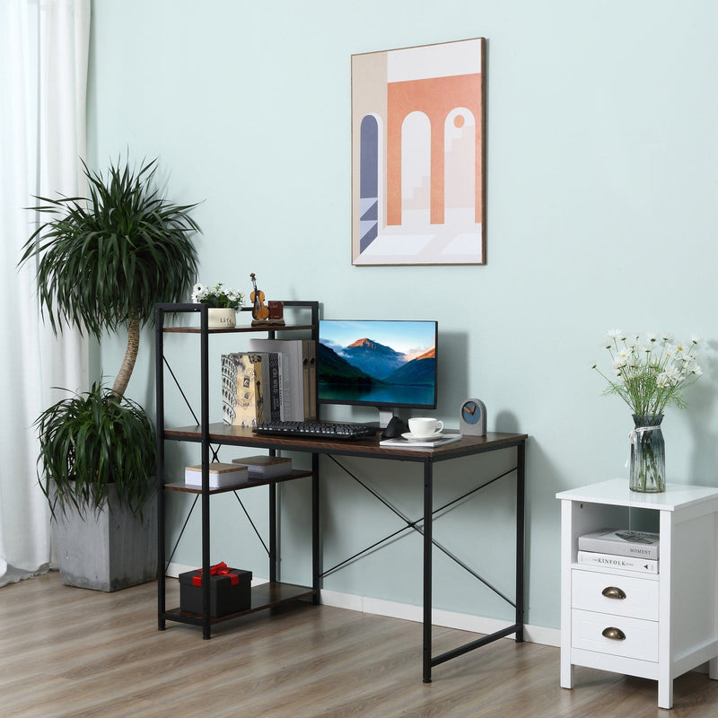 Computer Desk with Bookshelf, Metal Frame