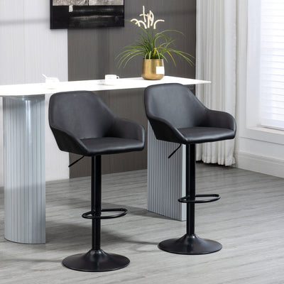 Swivel Barstools Set of 2, PU Leather, Steel Base Homcom