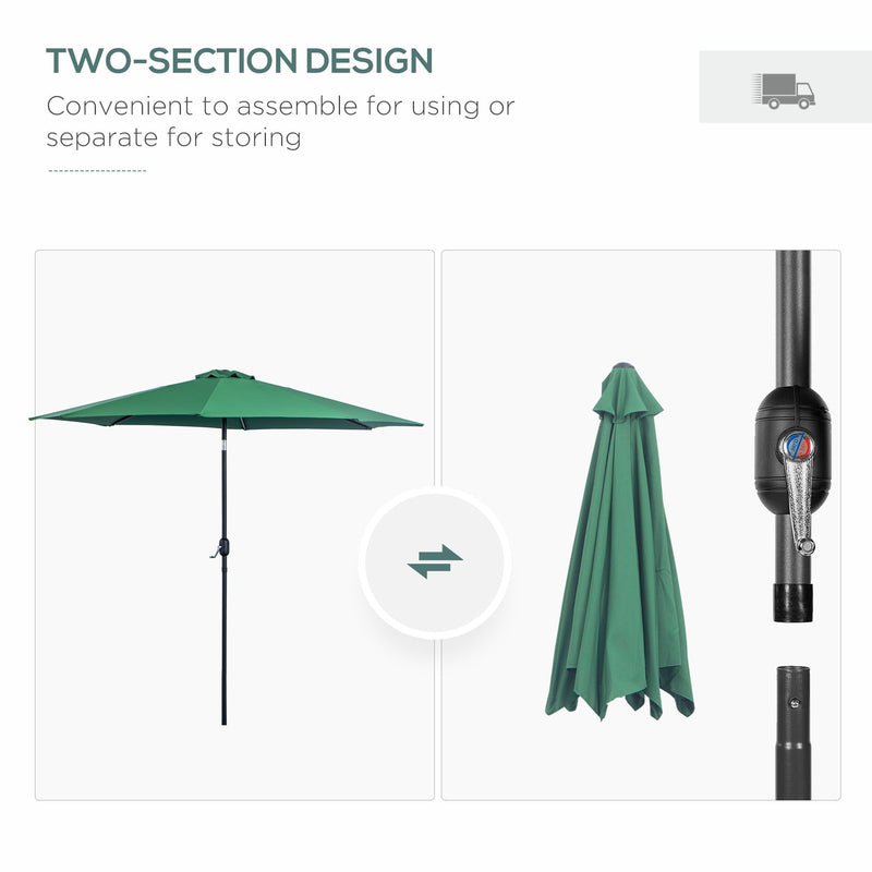 3m Tilting Garden Parasol with Crank Handle Outsunny