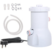 Outsunny Cartridge Filter Pump for 13'-15' Above Ground Pools, 800GPH (3028 LPH) Swimming Pool Filter Pump with Hose and Hose Clamps, White Outsunny