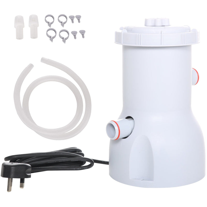 Outsunny Cartridge Filter Pump for 13'-15' Above Ground Pools, 800GPH (3028 LPH) Swimming Pool Filter Pump with Hose and Hose Clamps, White Outsunny
