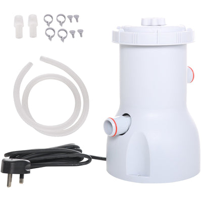 Outsunny Cartridge Filter Pump for 13'-15' Above Ground Pools, 800GPH (3028 LPH) Swimming Pool Filter Pump with Hose and Hose Clamps, White Outsunny