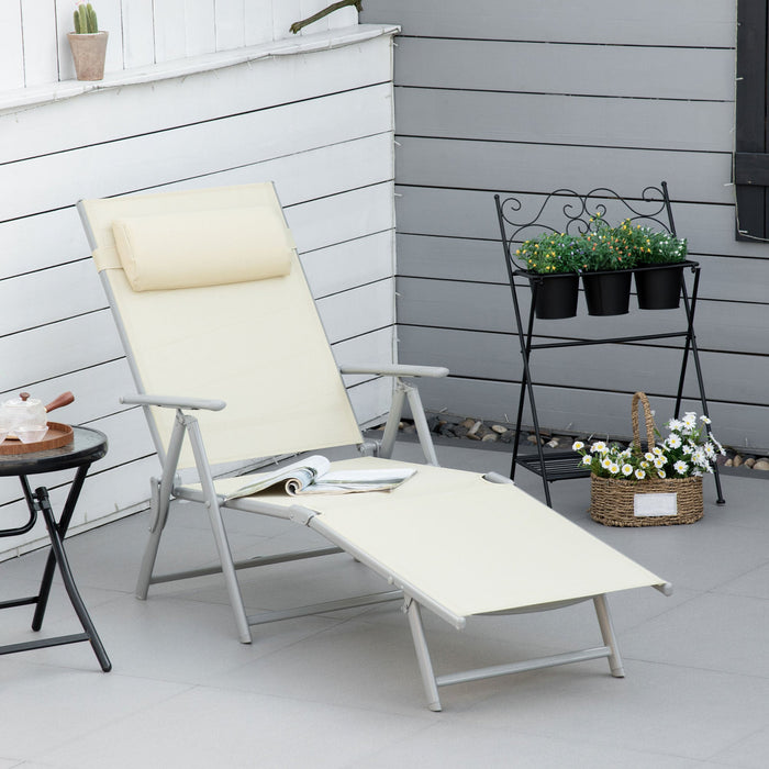 Folding Sun Lounger With Pillow