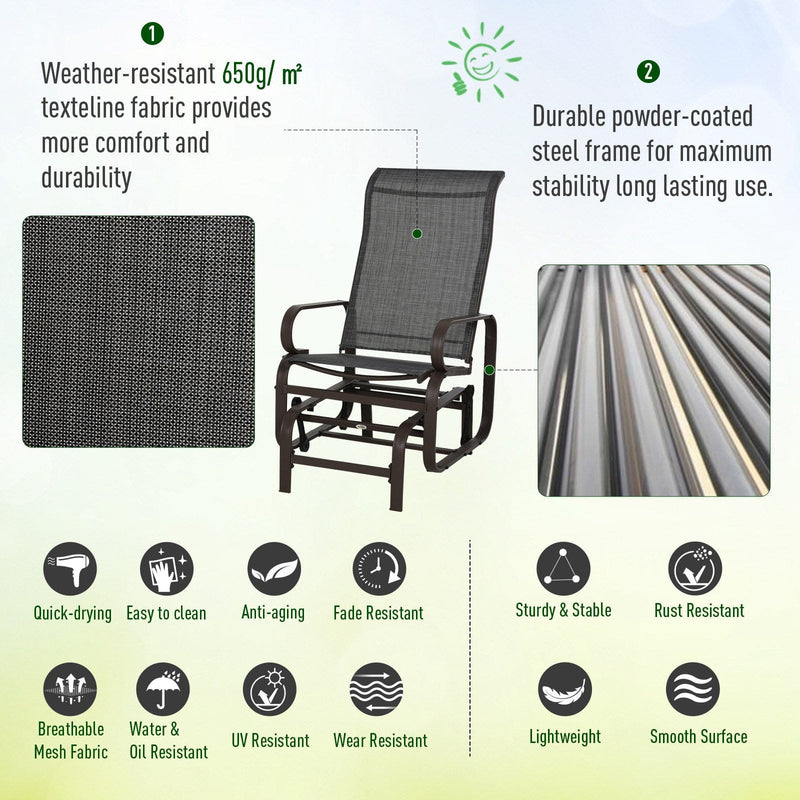 3-PC Outdoor Gliding Rocking Chair Set with Tea Table