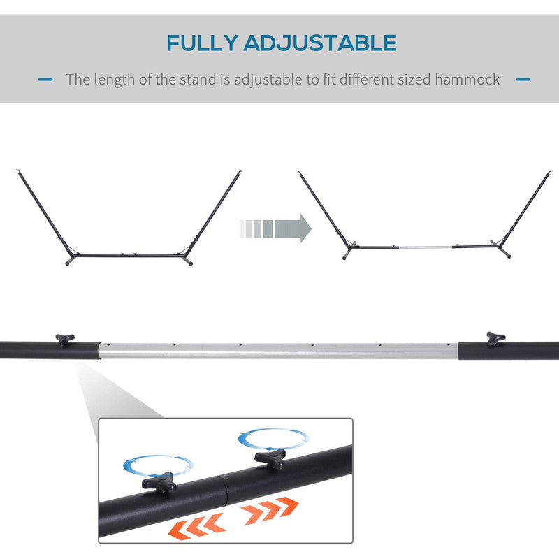 Hammock Stand Freestanding Adjustable Metal Frame for Garden or Patio Use Black Outsunny