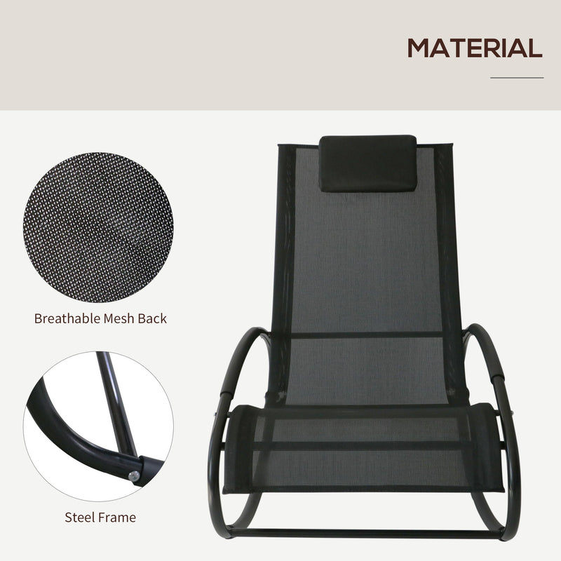 Rocker Sun Lounger With Pillow Outsunny