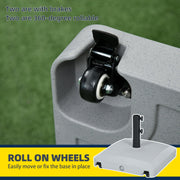 Outsunny Garden Parasol Base Holder, 24kg Water or 30kg Sand Filled, Outdoor Market Umbrella Stand Weight with Wheels and Brakes, Grey Outsunny