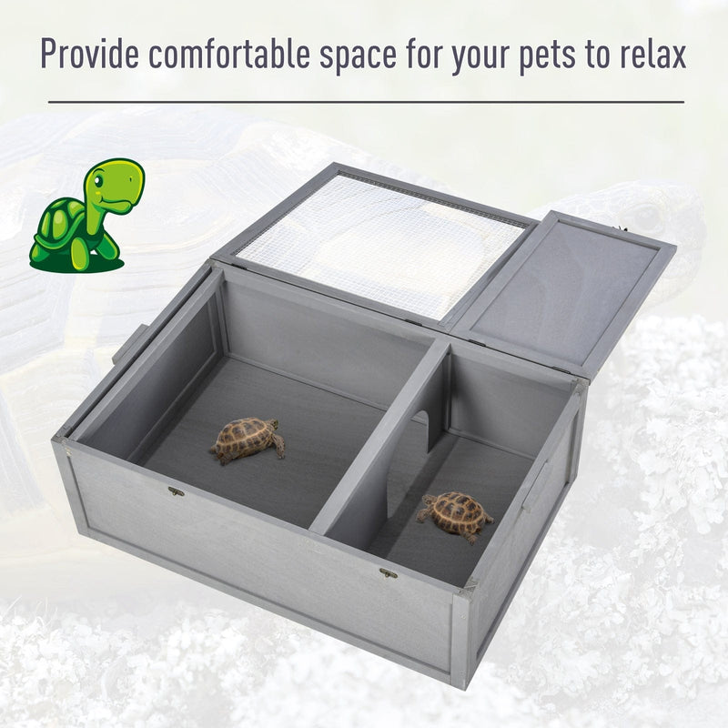 94cm Wooden Tortoise House, 2-Room Enclosure