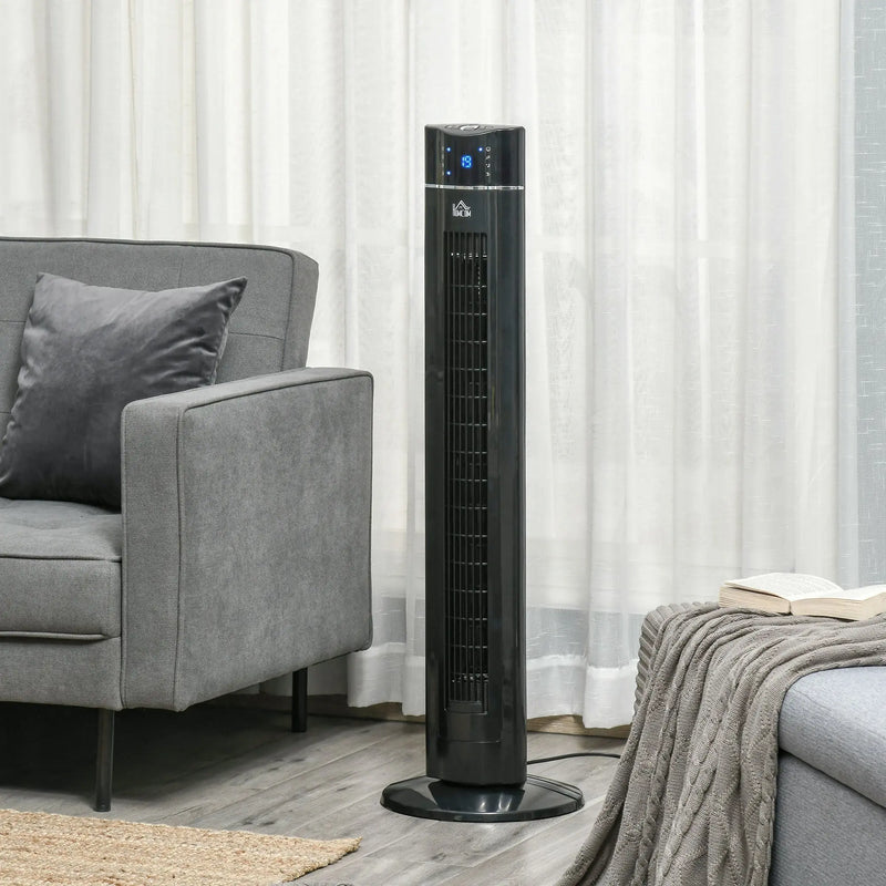 42" Anion Tower Fan with Remote, 3 Speed, Oscillation, Black Homcom