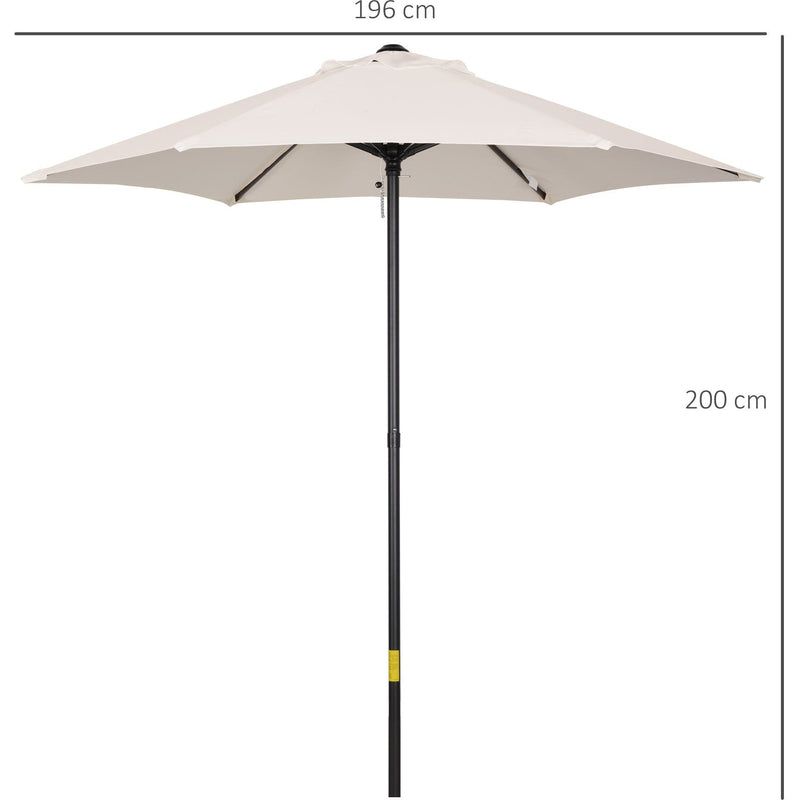 2m Patio Parasol - Outdoor Sun Shade, 6 Ribs Outsunny