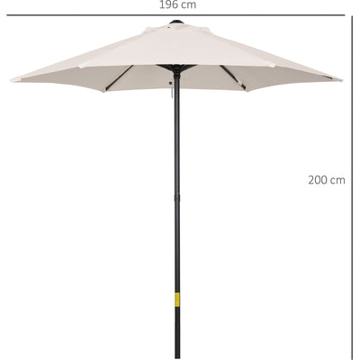 2m Patio Parasol - Outdoor Sun Shade, 6 Ribs Outsunny