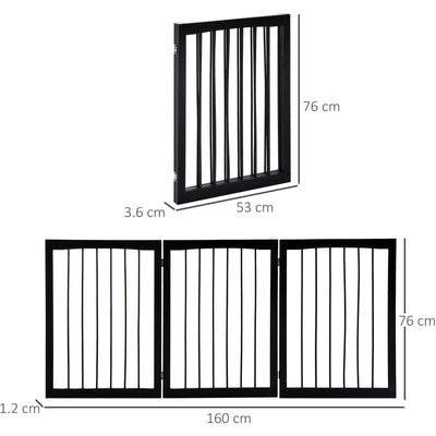No Screw Pet Gate, Wooden 3 Panel, Freestanding, 160 x 76cm Homcom