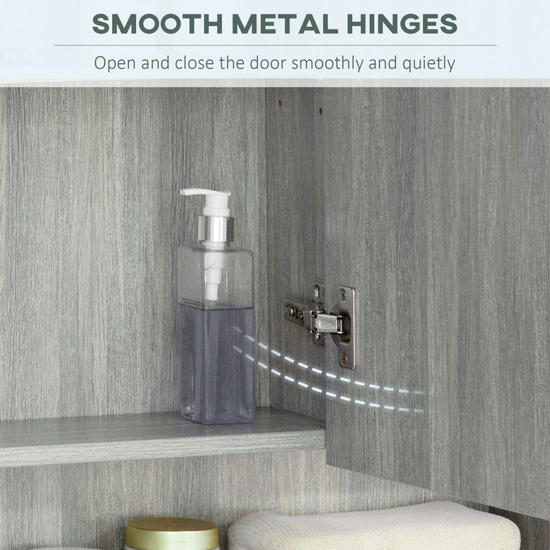 Grey Wall Mounted Bathroom Mirror Cabinet, 90W x 15D x 75Hcm