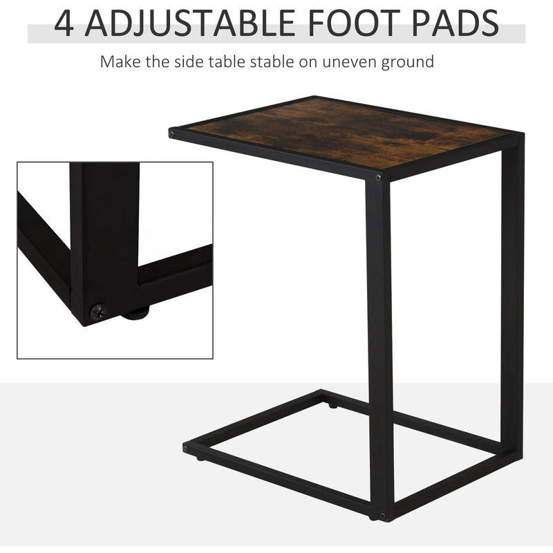 C Shaped Side Table, Metal Frame for Living Room, Bedroom