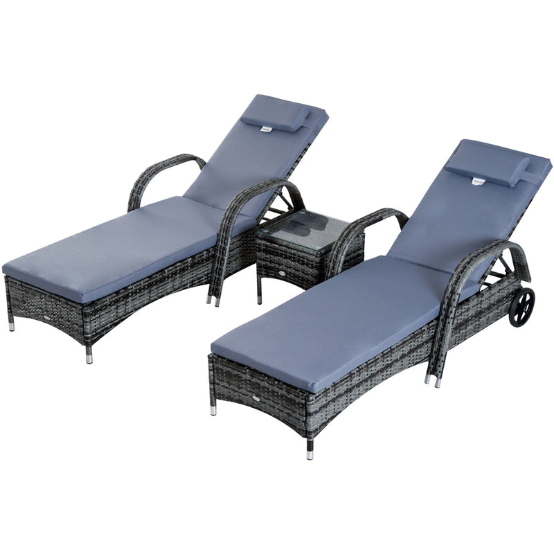 3 Piece Rattan Sun Lounger Set