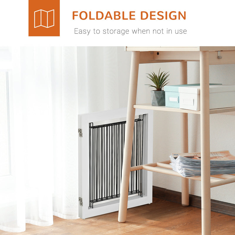 Freestanding Wooden Dog Gate, 3 Panel, Foldable, 61cm, White