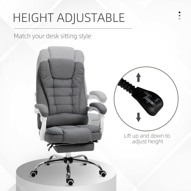 Grey Swivel Office Chair with Retractable Footrest