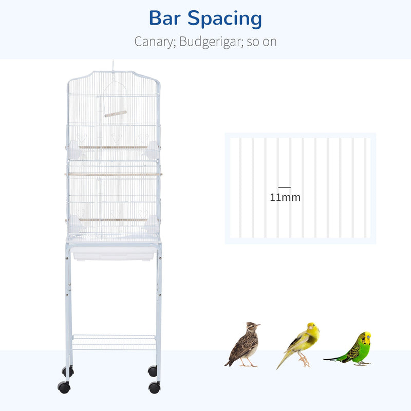 White Parrot Cage With Wheels, 47.5Lx37Wx153H cm