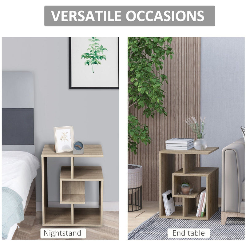 Geometric Side Table with Open Shelves, Living Room