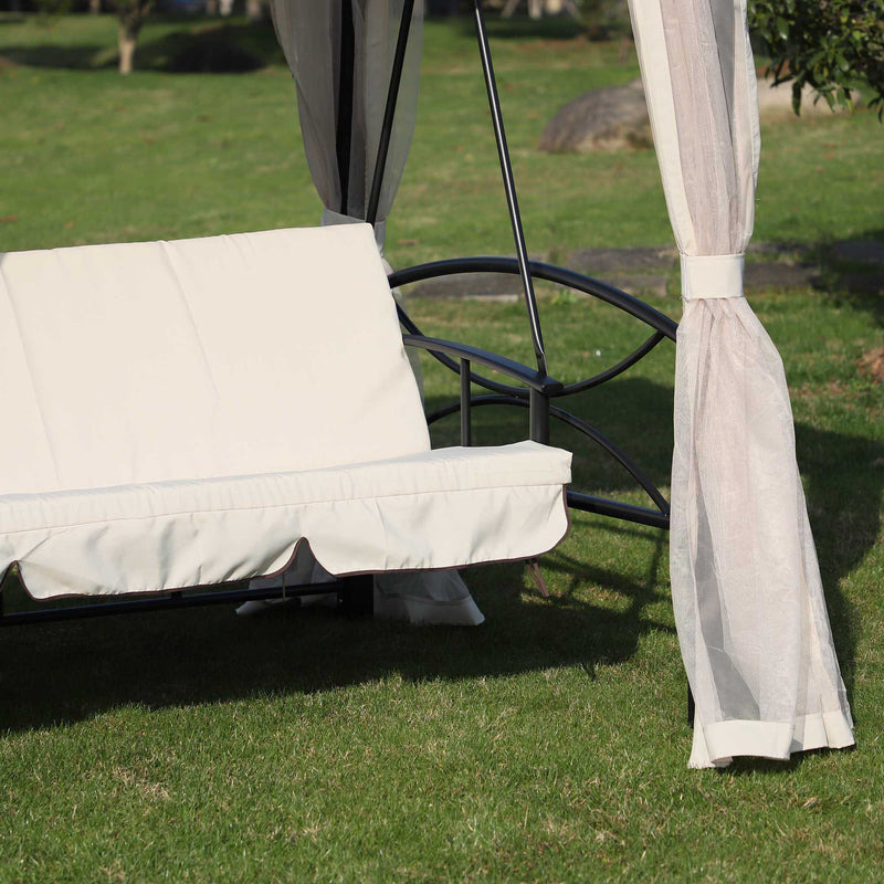 Outdoor 2-in-1 Convertible Garden Swing Chair Bed Outsunny